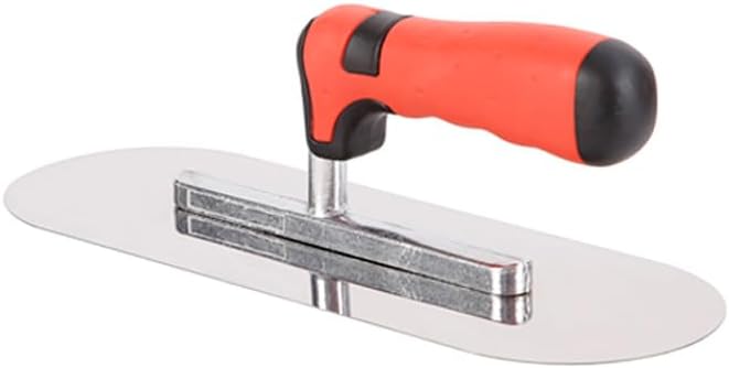 ESreake Concrete Tools Stainless Steel Pool Trowel, 11" x 4" Masonry Hand Tool with Soft Grip Handle, Lightweight, Plastering Trowel for Drywall Plastering Construction, Round End (Medium:11"L x 4"W) - Image 1